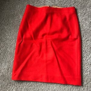 J. Crew wool pencil skirt in red, size 0.